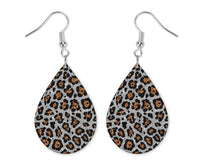 Glitter Leopard Handmade Wood Earrings - Sew Lucky Embroidery