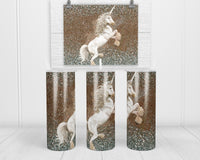 Glitter Unicorn Personalized 20 oz insulated stainless steel tumbler with lid and straw - Sew Lucky Embroidery