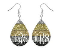 Glittery Monogrammed Teardrop Earrings