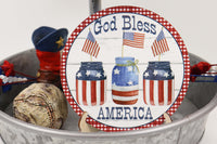 God Bless America Jars Tier Tray Sign and Stand - Sew Lucky Embroidery