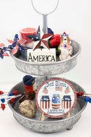 God Bless America Jars Tier Tray Sign and Stand - Sew Lucky Embroidery