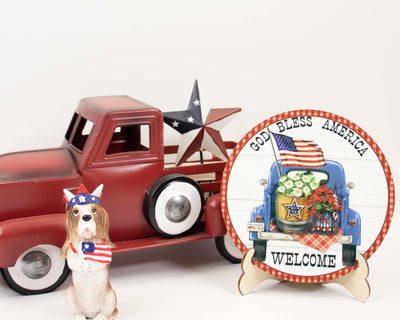 God Bless America Truck Tier Tray Sign and Stand