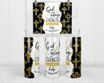 God is Our Refuge 20 oz insulated tumbler with lid and straw