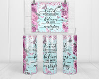 God So Loved 20 oz insulated tumbler with lid and straw - Sew Lucky Embroidery