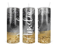 Gold Glitter Personalized 20 oz insulated tumbler - Sew Lucky Embroidery