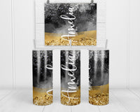 Gold Glitter Personalized 20 oz insulated tumbler - Sew Lucky Embroidery