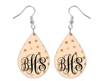 Gold Dots Monogrammed Teardrop Earrings