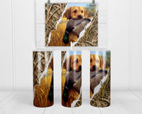 Golden Lab Duck Hunting 20 oz insulated tumbler with lid and straw - Sew Lucky Embroidery