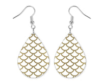 Gold Fish Scales Teardrop Earrings