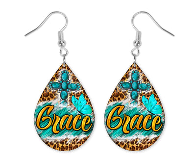 Grace with Leopard Print Teardrop Earrings