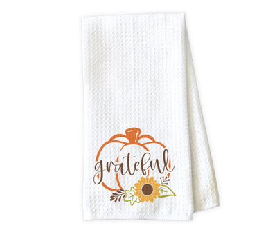 Grateful Pumpkin Waffle Weave Microfiber Kitchen Towel