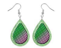 Green Stripes Teardrop Earrings