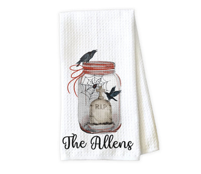 Halloween Mason Jar Personalized Waffle Weave Microfiber Kitchen Towel