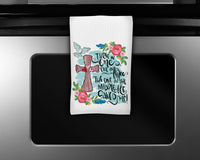 He Saved Me Waffle Weave Microfiber Kitchen Towel - Sew Lucky Embroidery