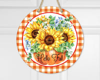 Hello Fall Sunflowers Door Hanger - Sew Lucky Embroidery