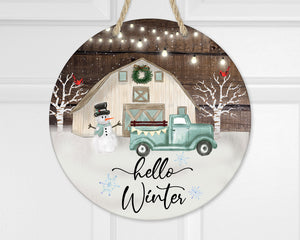 Hello Winter Door Hanger - Sew Lucky Embroidery