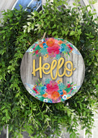 Hello Floral Door Hanger - Sew Lucky Embroidery