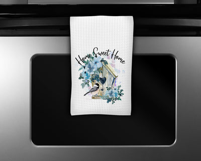 Home Sweet Home Birdhouse Waffle Weave Microfiber Kitchen Towel