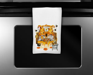 Welcome to our Hive Honey Bee Waffle Weave Microfiber Kitchen Towel - Sew Lucky Embroidery
