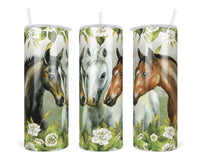 Horse Painting 20 oz insulated tumbler with lid and straw - Sew Lucky Embroidery