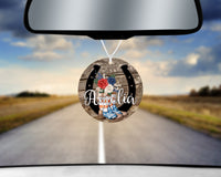 Horseshoe and Boots Car Charm and set of 2 Sandstone Car Coasters Personalized - Sew Lucky Embroidery