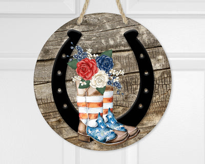 Horseshoe and Cowboy Boots Door Hanger
