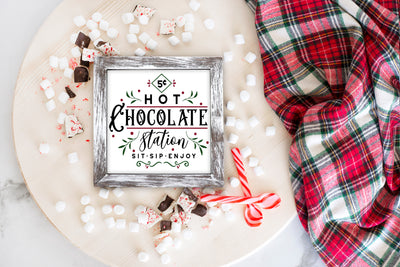 Rustic Christmas Hot Chocolate Station Tier Tray Sign