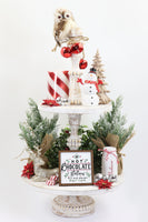 Hot Chocolate Station Tier Tray Christmas Sign - Sew Lucky Embroidery