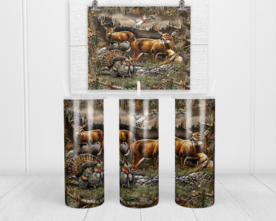 Hunting Wild Animals 20 oz insulated tumbler with lid and straw