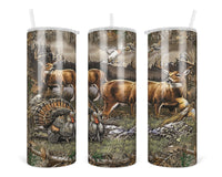 Hunting Wild Animals 20 oz insulated tumbler with lid and straw - Sew Lucky Embroidery
