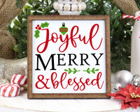 Joyful Merry & Blessed Christmas Tier Tray Sign - Sew Lucky Embroidery