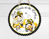 Kind Words Honey Bee Gnome Door Hanger - Sew Lucky Embroidery