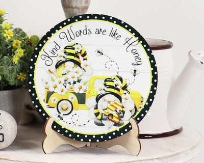 Kind Words Honey Bee Gnome Tier Tray Sign and Stand