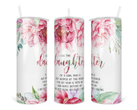 Kings Daughter 20 oz insulated tumbler with lid and straw - Sew Lucky Embroidery