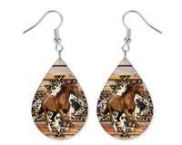 Leopard Horse Teardrop Earrings - Sew Lucky Embroidery