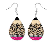 Leopard Teacher Pencils Earrings - Sew Lucky Embroidery