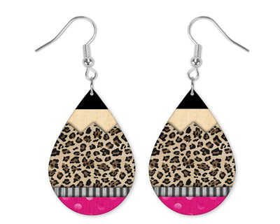 Leopard Teacher Pencils Earrings