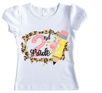 Leopard Frame Back to School Shirt - Sew Lucky Embroidery