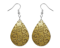 Light Brown Swirls Teardrop Earrings