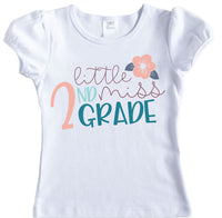 Little Miss Grade with Flower Back to School Shirt - Sew Lucky Embroidery