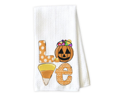 Love Halloween Waffle Weave Microfiber Kitchen Towel