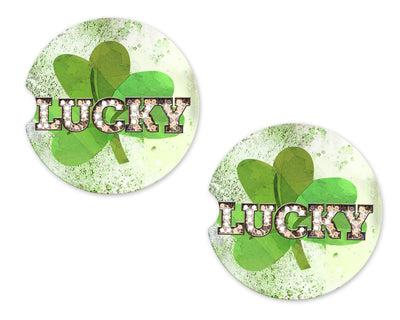 Lucky Clover Sandstone Car Coasters (Set of Two)