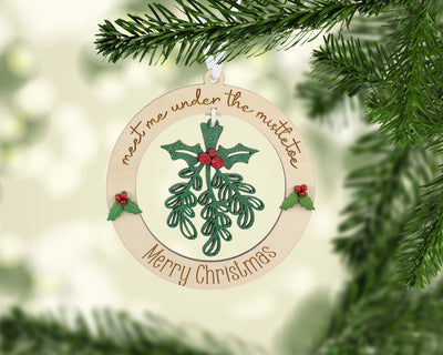 Meet Me Under the Mistletoe Christmas Tree Ornament