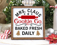Mrs. Claus Cookie Company Tier Tray Sign - Sew Lucky Embroidery