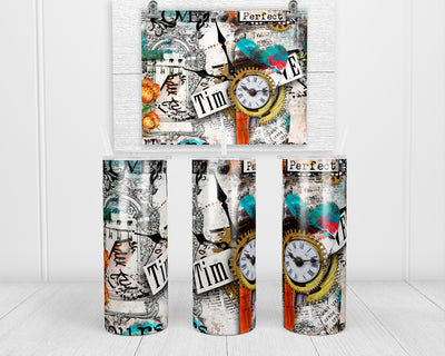 Newspaper Clock 20 oz insulated tumbler with lid and straw