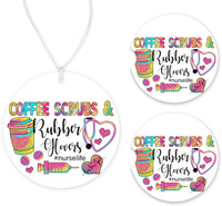 Nurse Life Colorful Car Charm and set of 2 Sandstone Car Coasters - Sew Lucky Embroidery