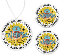 Nurse Traits Car Charm and set of 2 Sandstone Car Coasters - Sew Lucky Embroidery