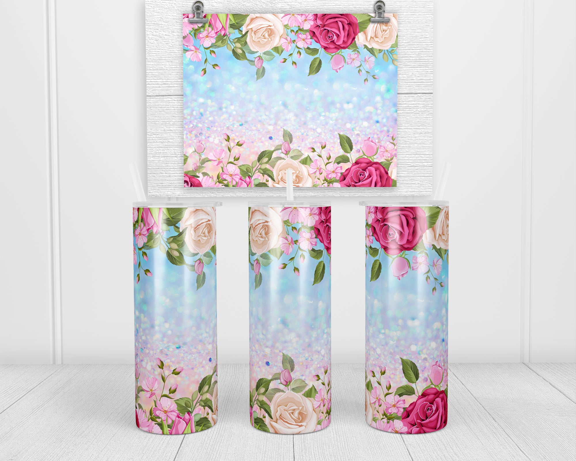 Tumbler Gift Set - 20oz Pink Opal Skinny Tumbler