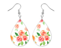 Painted Flowers Teardrop Earrings