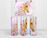 Palomino 20 oz insulated tumbler with lid and straw - Sew Lucky Embroidery